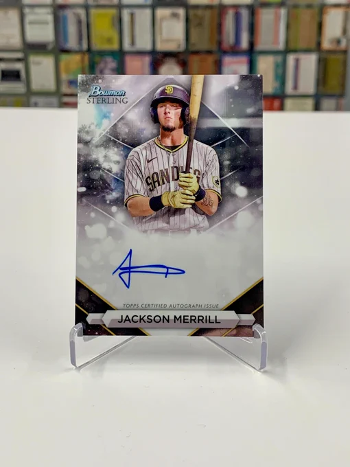 Jackson Merrill
2023 Topps Bowman Sterling Baseball - Autographed Card
Jackson Merrill, San Diego Padres