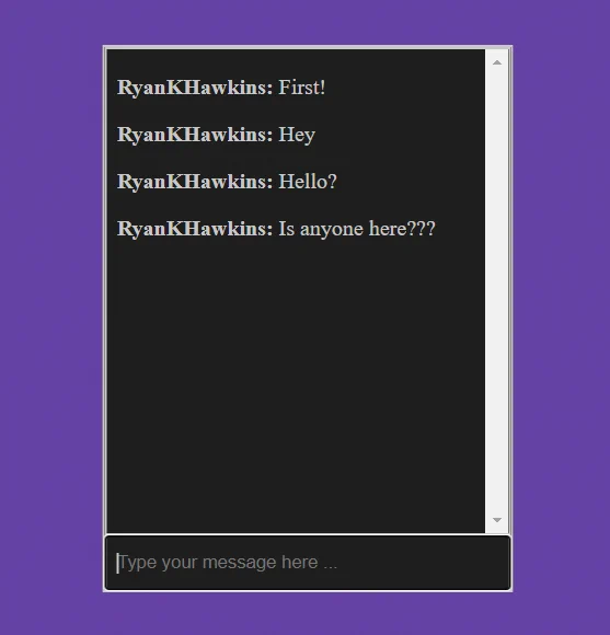 Screenshot of UI for a practice project