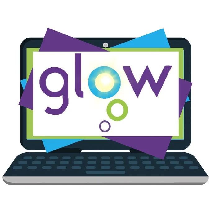 Image shows the Glow logo on a computer screen.
