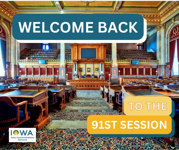 The House of Representatives chamber inside the Iowa State Capitol Building