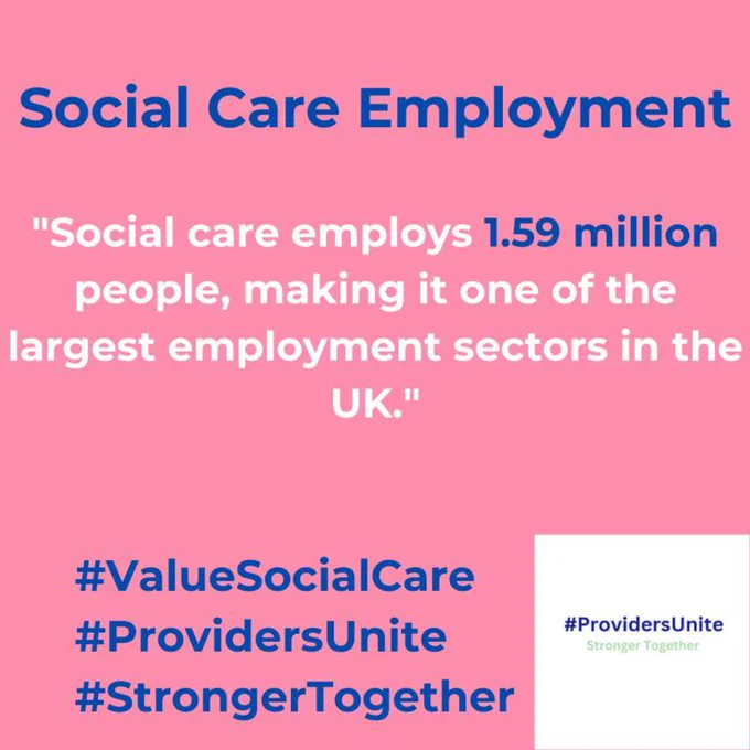 Social care employment. "Social care employs 1.59 million people, making it one of the largest employment sectors in the UK."