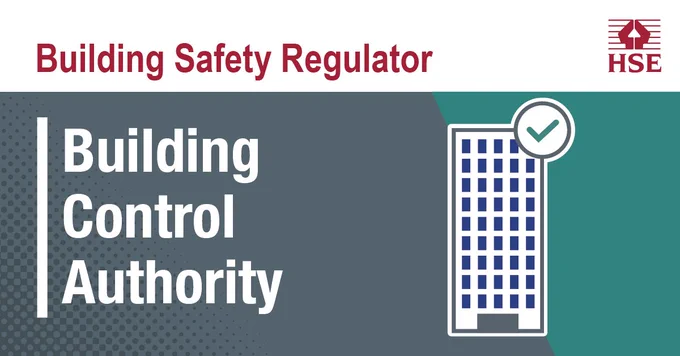 An illustration of a high-rise building with a giant tick on it - along with the words 'Building Safety Regulator - HSE - Building Control Authority