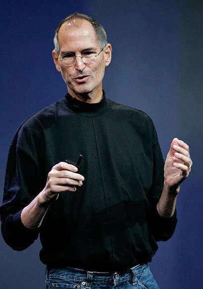 Steve Jobs on stage at an Apple keynote.