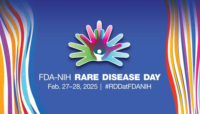 : Rare Disease Day logo. FDA-NIH Rare Disease Day. Feb. 27–28, 2025. #RDDatFDANIH