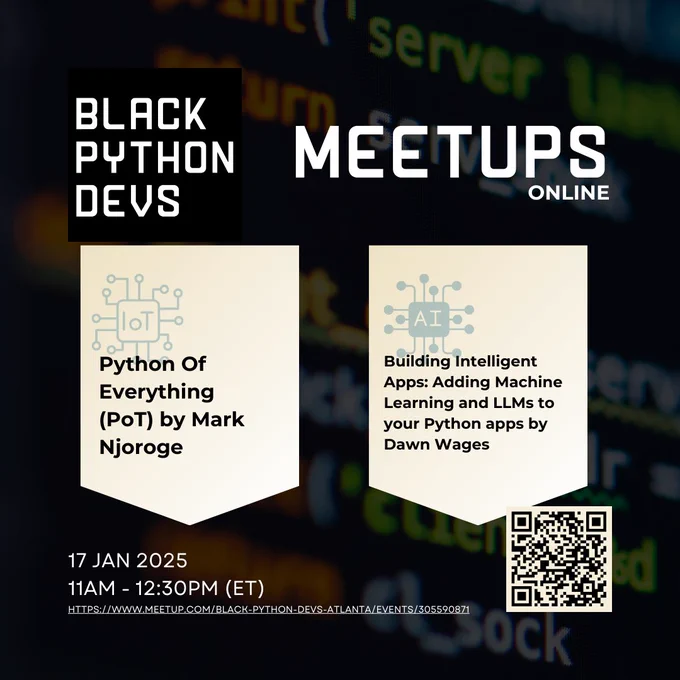 Flyer for the BPD Meetup on 17 January Featuring the two presentations.