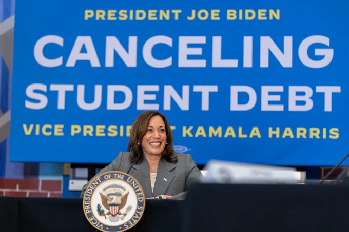 Vice President Harris hosts a roundtable conversation in Philadelphia, PA with public service workers who have benefitted from student loan forgiveness.