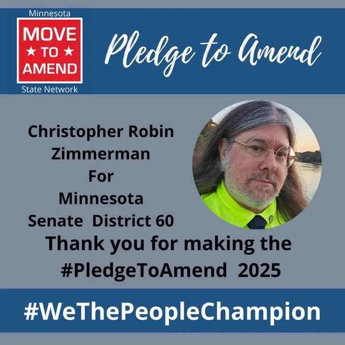 From their Facebook page, Minnesota Move to Amend State Network thanks CRZ as a hashtag We The People Champion