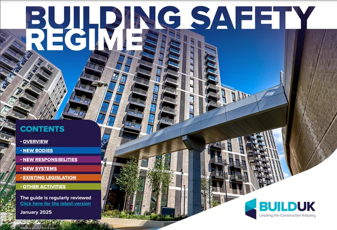 Building safety regime title, with a multi storey building in the background