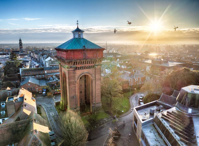a bird's eye view of Jumbo Water Tower 