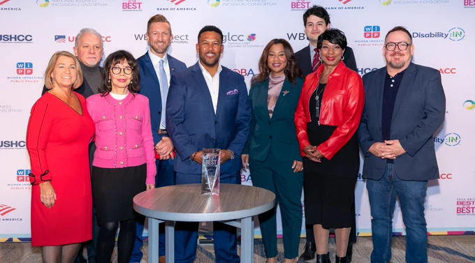 John T., Supplier Diversity Manager, center, celebrates the award with National Business Inclusion Consortium committee leaders at the Best-of-the-Best Awards at NBIC Unity Week in Washington, D.C. 