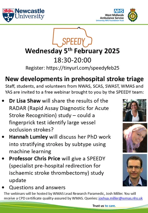 Advert for webinar on Wednesday 5th February at 18:30-20:00. For screen readable text click link in tweet. For any other accessible format email joshua.miller@wmas.nhs.uk 