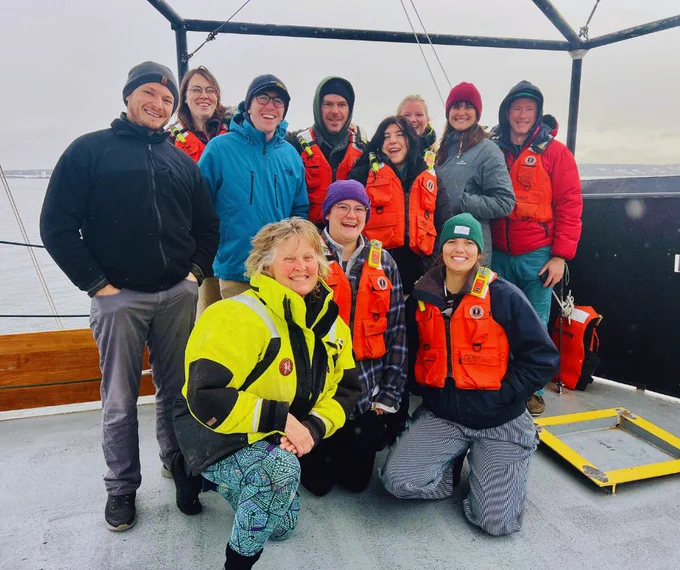📸 Group photo: top row - Jace Innis (BIOS) Rachel Simon (URI) Tyler Peterson (OSU) Nate Roberts, Melissa Gonsalves (URI) Grace Fulton (Lumen) Margaret Gaspar (Lumen) Brandon Russell (OSU) - bottom row Lynne Butler (URI), Sam Richards (OSU) and Claire Mayorga (URI) 