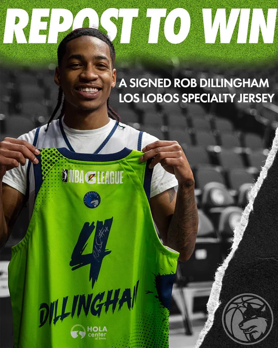 Repost to win a signed Rob Dillingham Los Lobos specialty jersey