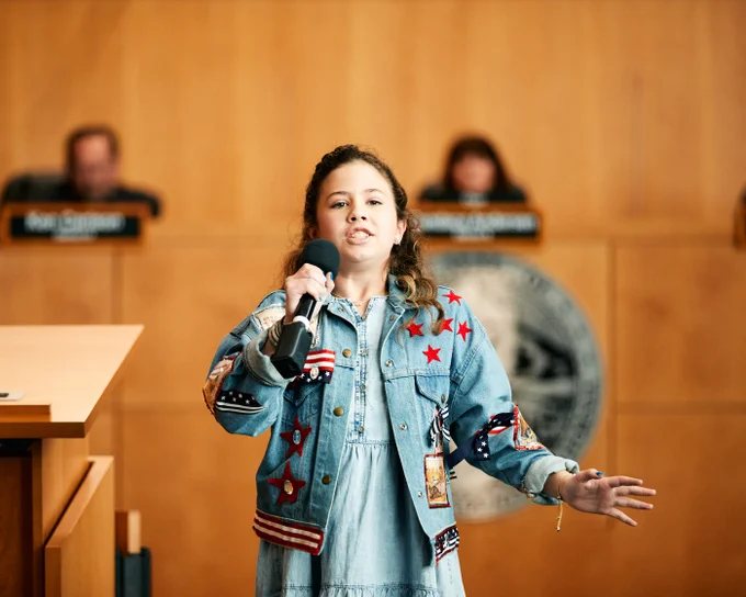 January Karbowski sings in Board Chambers during Reorganization Meeting in Board Chambers in Martinez, California on Tuesday, January 14, 2025