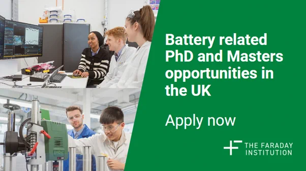 A social media card for Battery related PhD and Masters opportunities in the UK. 