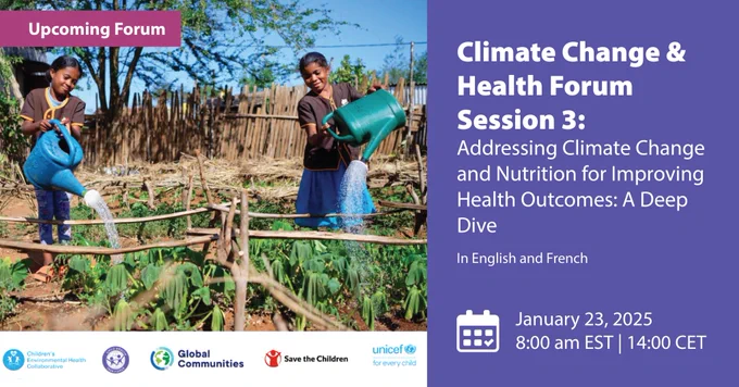 This session is supported by the Children’s Environmental Health Collaborative, the Child Health Task Force,  Global Communities, Save the Children, and UNICEF.