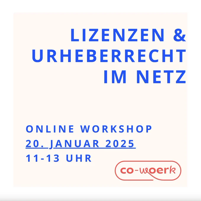 Bild mit dem Titel des Workshop "Lizenzen und Urheberrecht im Netz"