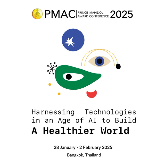 Banner announcing Prince Mahidol Award Conference (PMAC) 2025, set to hold from 28 January - 2 February 2025, in Bangkok, Thailand.