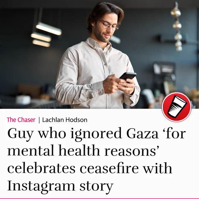Guy who ignored Gaza ‘for mental health reasons’ celebrates ceasefire with Instagram story