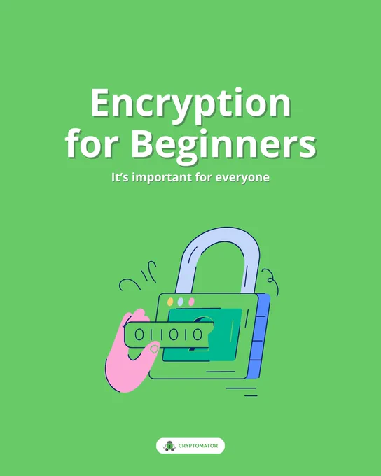 Illustration of a hand holding a digital lock file with a number code combination, visualizing the concept of 'Encryption for Beginners'.