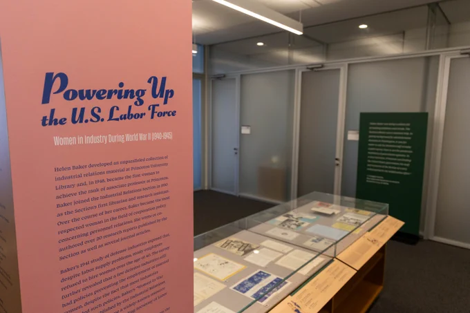 The "Powering up the US labor force" exhibit in the Industrial Relations Section at Princeton.