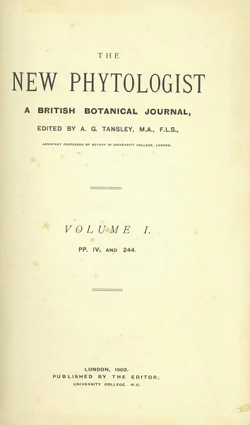 The cover of the first issue of 'The New Phytologist', from 1902.