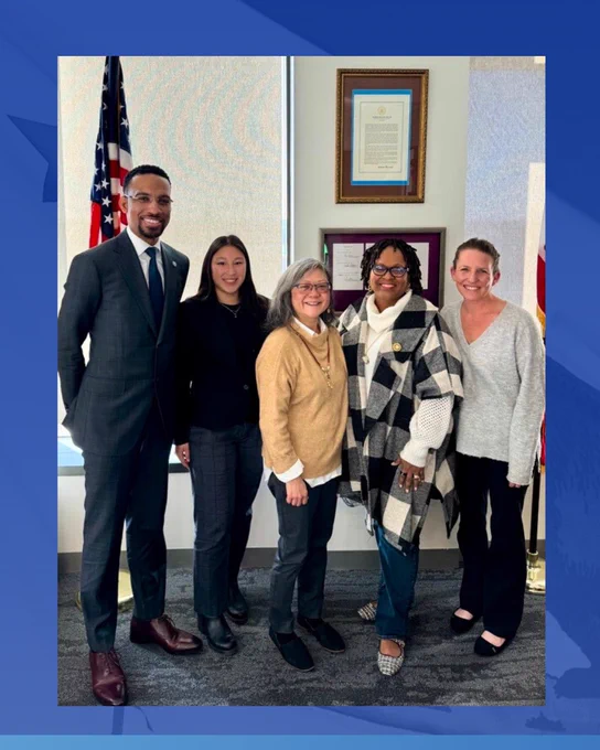 A picture of representatives from Child Action, Inc., other representatives in the childcare industry in California and Assemblywoman Lori Wilson and staff taking a picture on an advocacy day at the California State Capitol.