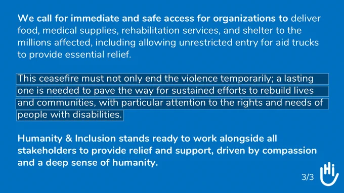 HI statement on the agreed ceasefire on Gaza