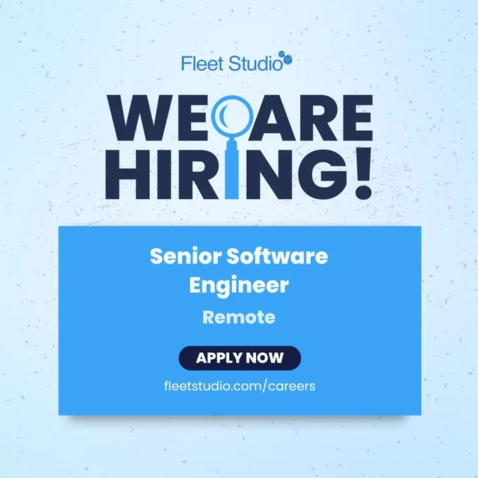 We Are Hiring Senior Software Engineer Remote. Apply Now fleetstudio.com/careers