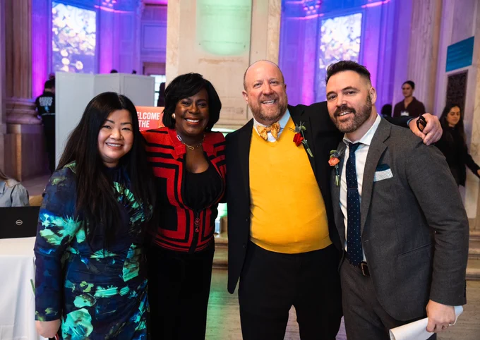 Mayor Cherelle L. Parker smiling with leadership from the Pennsylvania Horticultural Society.