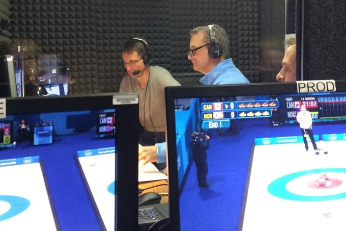 Bill behind the scenes reporting on curling at the Olympics