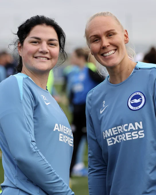 Dejana Stefanovic and Maria Thorisdottir smiling to camera in new training kit.