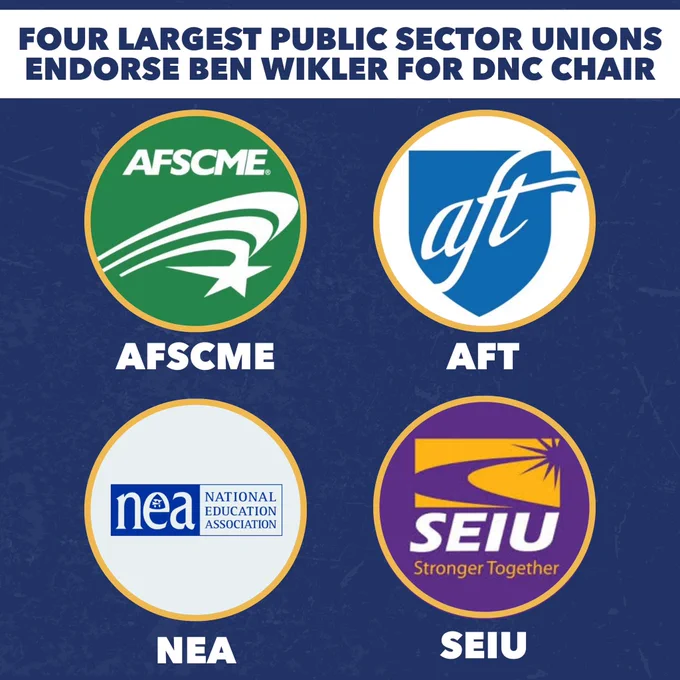Four largest public sector unions endorse Ben Wikler for DNC Chair: AFSCME, AFT, NEA & SEIU