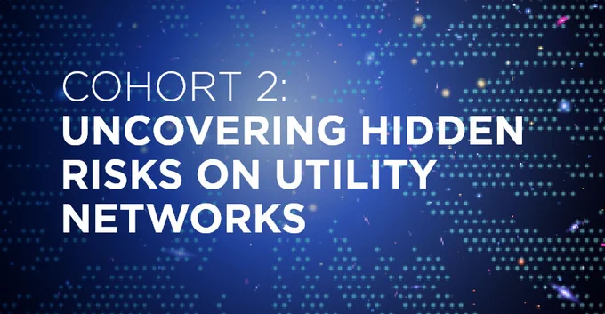 Text on a digital background reads "Cohort 2: Uncovering Hidden Risks on Utility Networks."