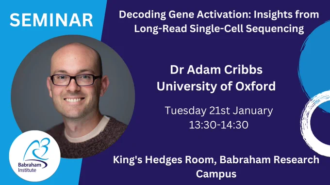 Portrait of Adam Cribbs and event details copied from the advert