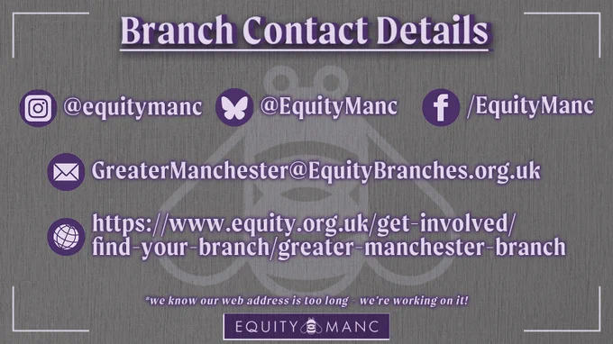 A holding slide with our contact details on including all our current social media profiles, email address and website.