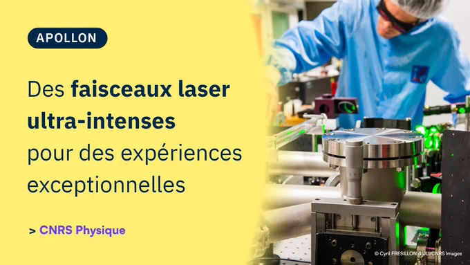 Titre de l'actualité :  Apollon : Des faisceaux laser ultra-intenses pour des expériences scientifiques exceptionnelles.

Figure : Scientifique travaillant sur une table optique.  © Cyril FRESILLON /LULI/CNRS Images