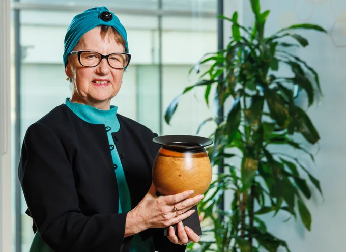 Prof. Christine Casey, with her Researcher of the Year Award.