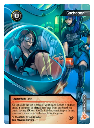 Alternate art card of Gachapon featuring the 2024 Reigning Circuit Breaker.