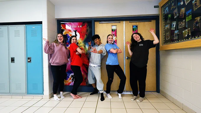 Dance students posing outdisde of dance studio at Bear Creek SS