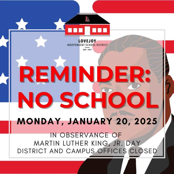 Reminder: No School Monday January, 2025.