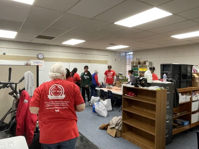 working in the McDermott food/clothes closet