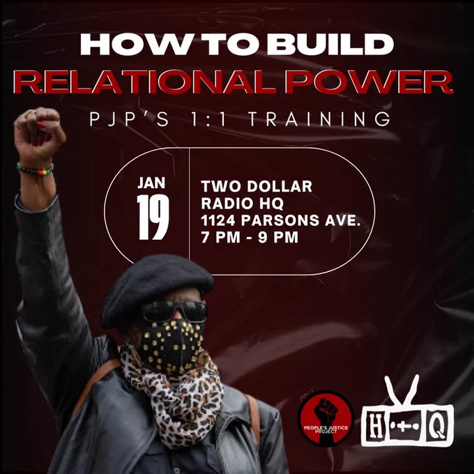 How to Build Relational Power, Sunday, January 19, 2025, 7pm to 9pm -- black woman raising fist in the air