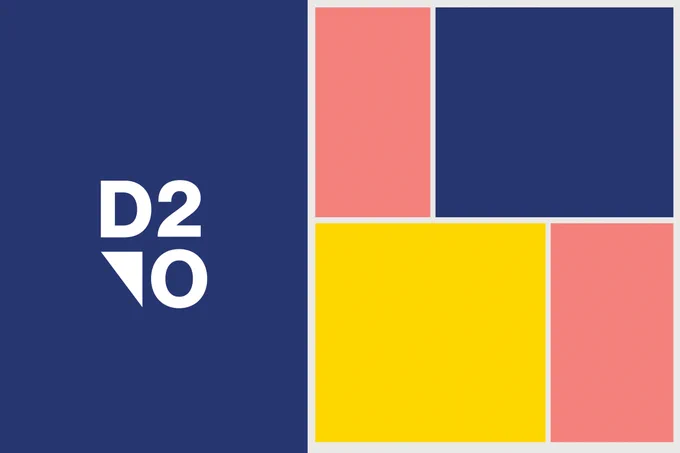 Logo of Direct to Open (D2O) featuring a stylized blue, yellow, and pink geometric design.