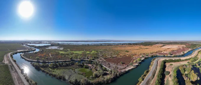 Image from the blog: A drone panoramic view of the Prospect Island Tidal Habitat Restoration Project. Photo taken November 7, 2024. Nick Shockey / California Department of Water Resources