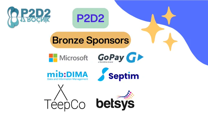 P2D2 Bronze sponsors: microsoft, gopay, mib:dima, septim, teepco, betsys