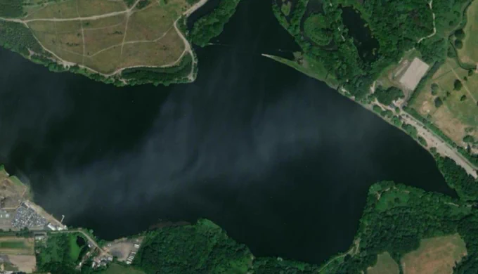 Satellite image of Pennington Flash, via National Library of Scotland. 