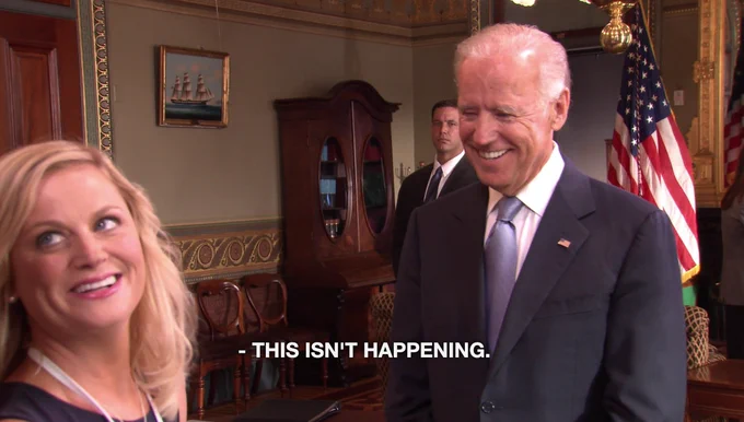 Leslie meeting Joe Biden and saying "this isn't happening"