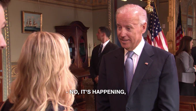 Biden saying "no, it's happening"