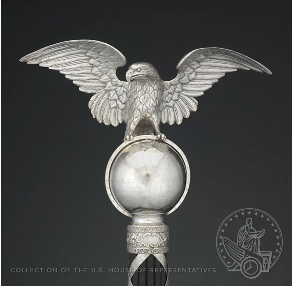 Front of the mace with a silver eagle